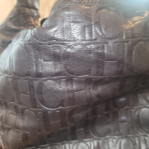 CH Carolina Herrera Monogram Embossed Leather Chain Hobo - Picture 6 of 7